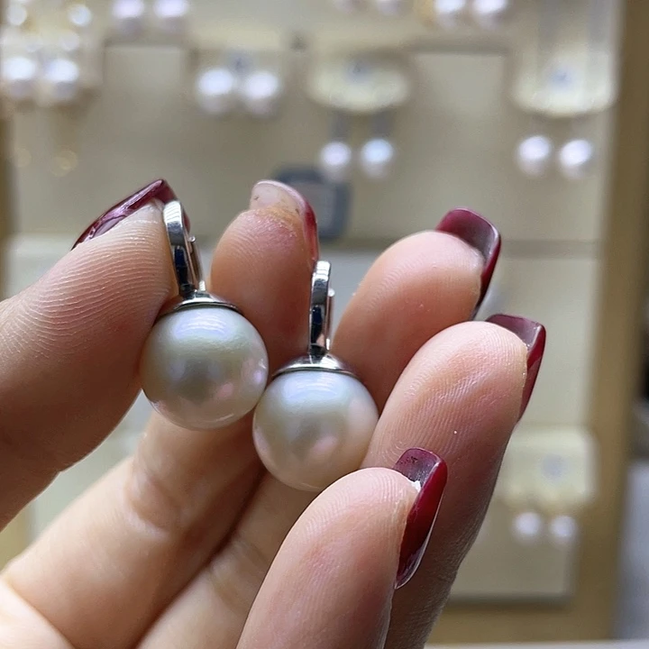 淡水珍珠耳饰银S925镶嵌