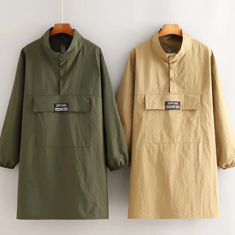 纯色立领工装款拉链大口袋长袖罩衣家用防油防污可定制LOGO男女款