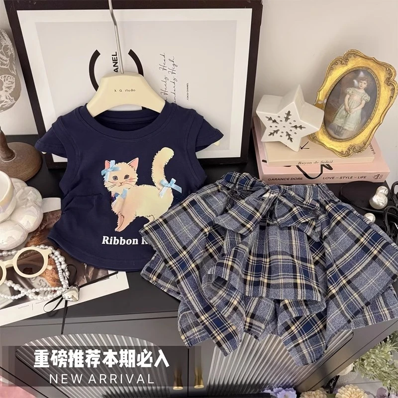 女童连衣裙夏季2025新款儿童洋气时髦学院风裙子套装女大童春夏装