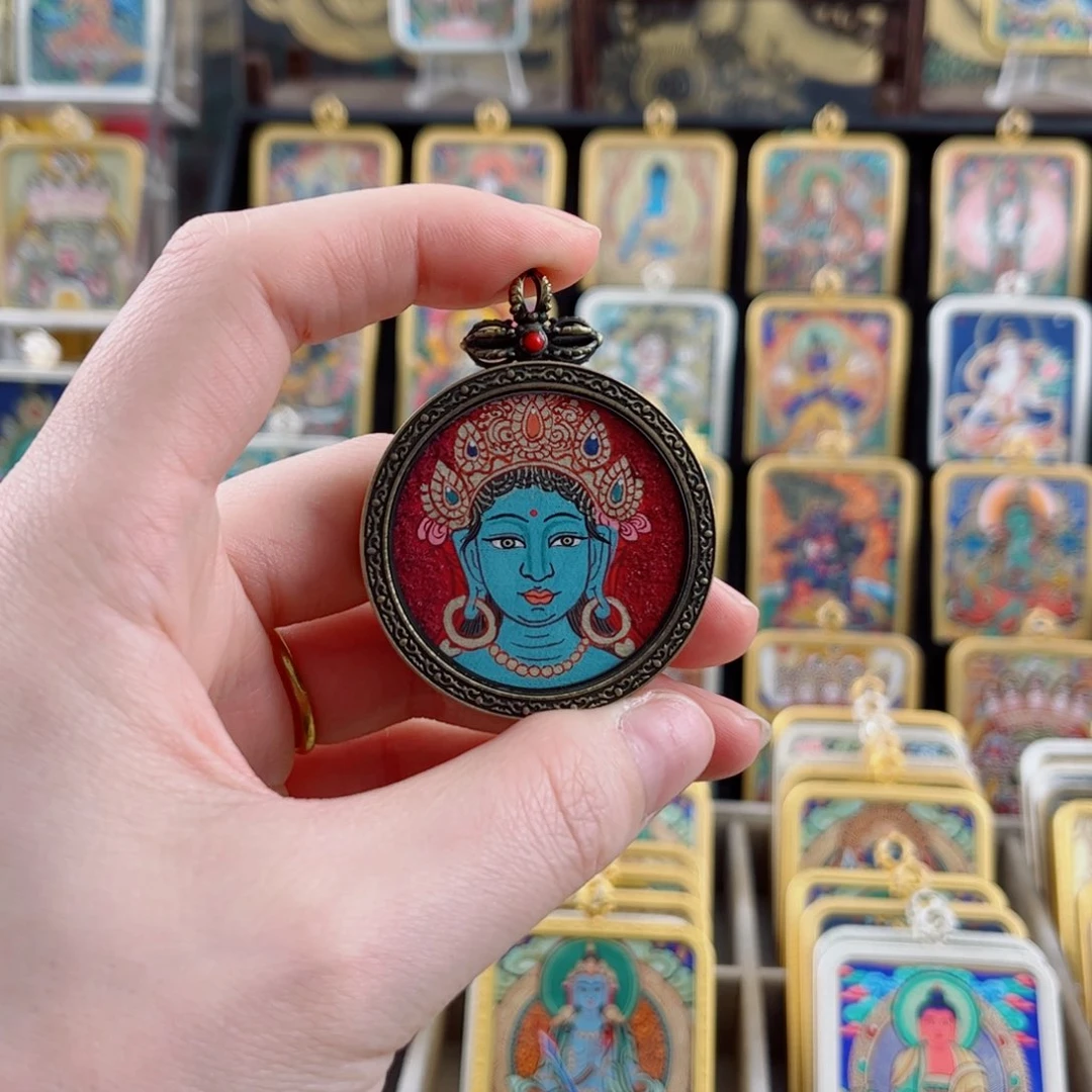 吊坠绿度度 纯手绘唐卡
