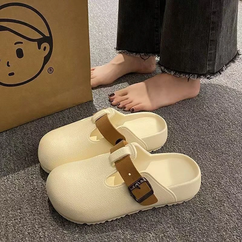 夏季时尚厚底新款简约防水拖鞋女包头舒适休闲百搭轻便高级风网红