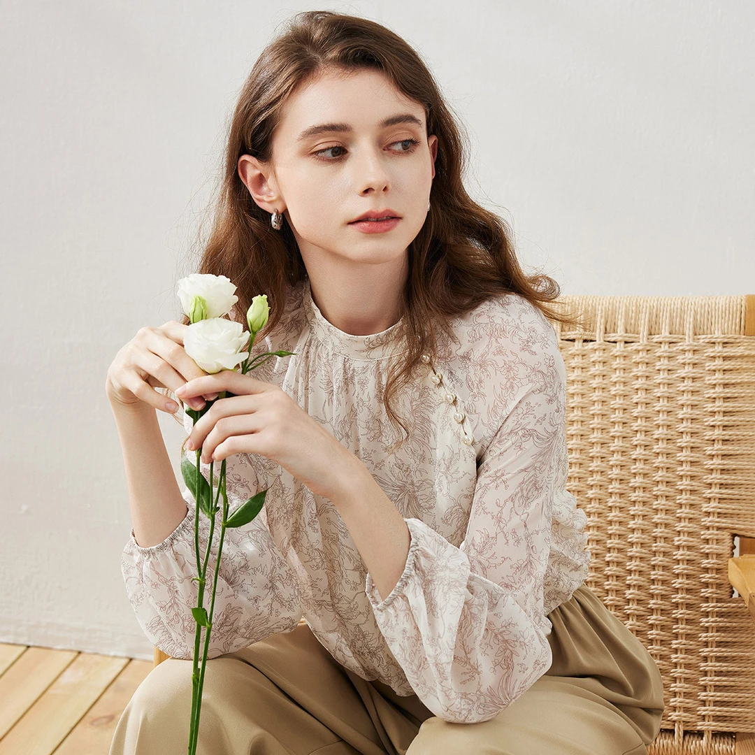 COMOBOCA/科蒙·博卡25春夏印花上衣碎花商务通勤打底衫KXTGCS8230