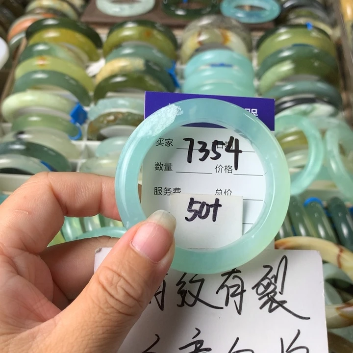 未镶嵌蛇纹石玉手镯7354
