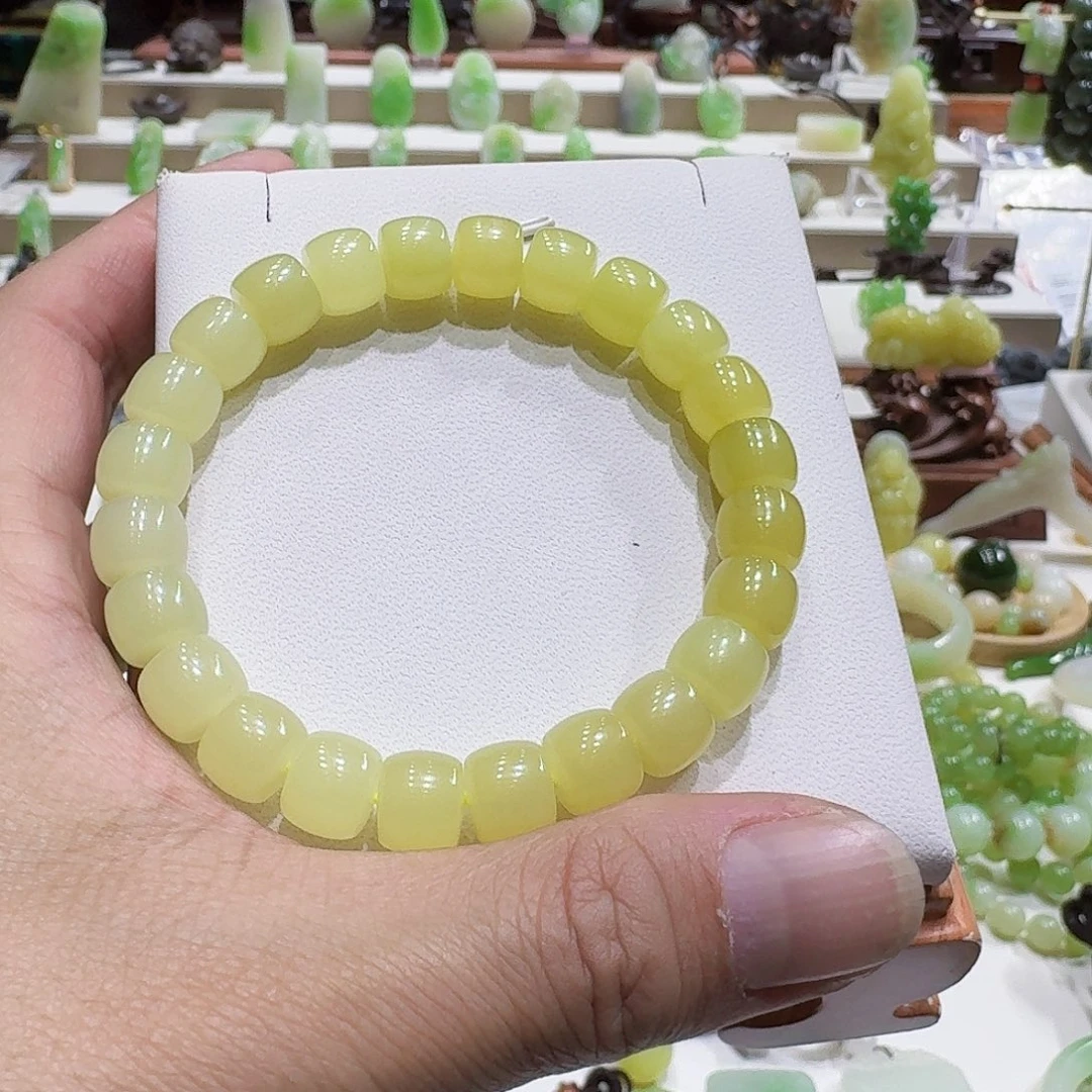 和田玉未镶嵌挂件和田玉黄口卡10直切手串