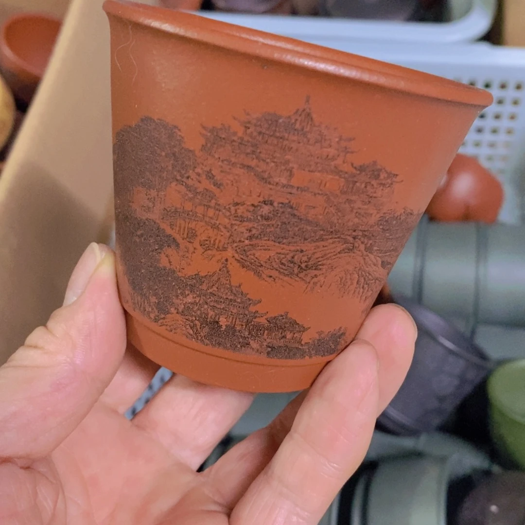 茶杯绿泥紫砂紫砂