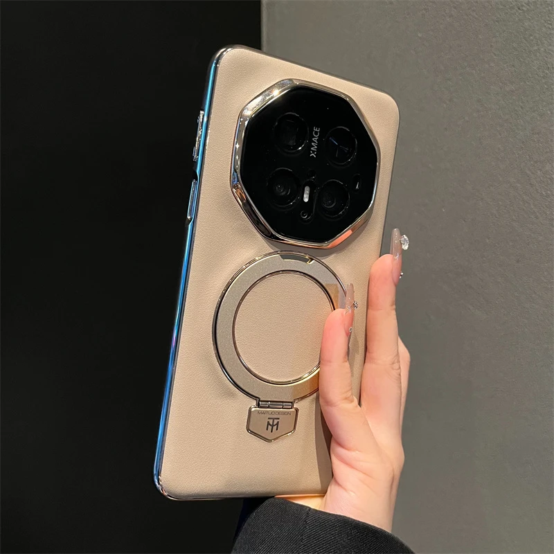 适用华为mate70rs非凡大师手机壳纳帕真皮磁吸支架mate60/70男女