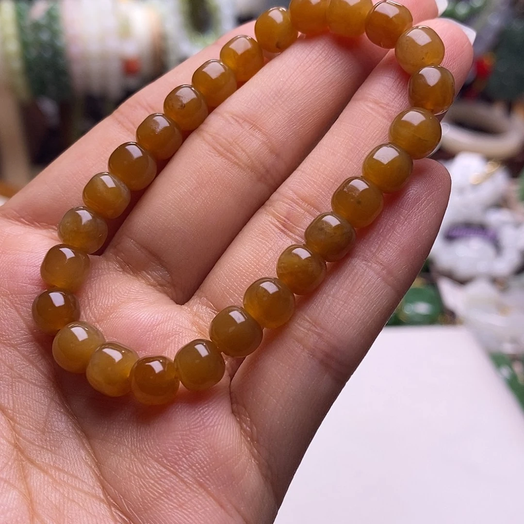 颈饰未镶嵌和田玉清货价新疆且末糖老型珠手链7.7m