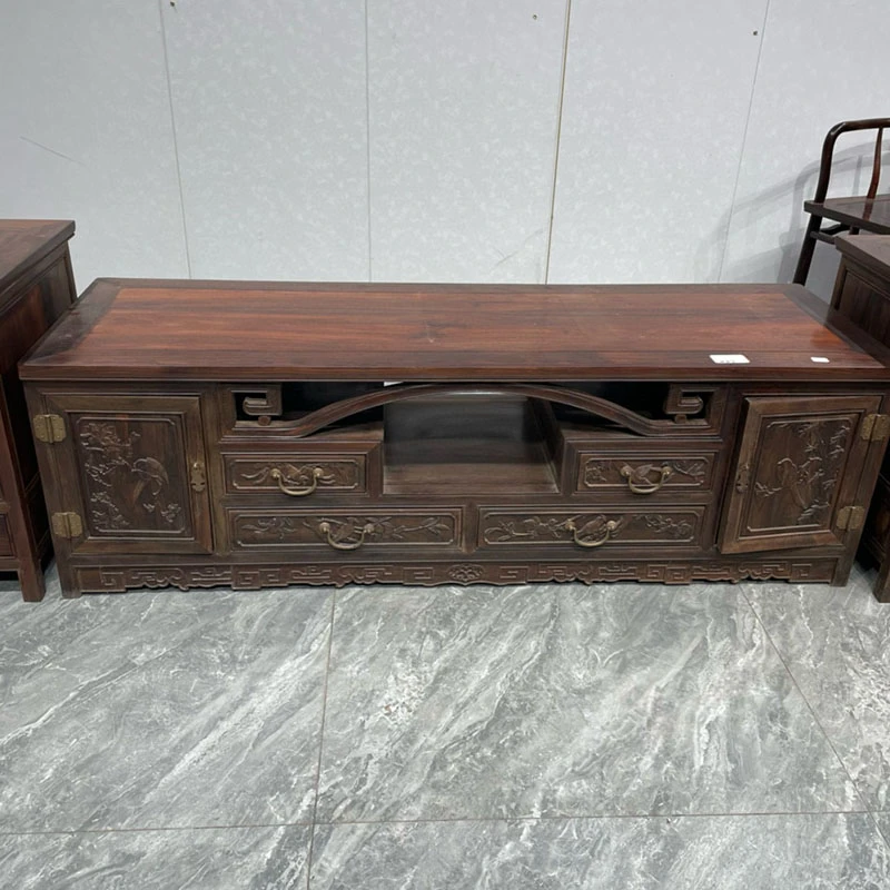 红木家具大红酸枝雕花电视柜新中式简约小户型客厅实木三组合