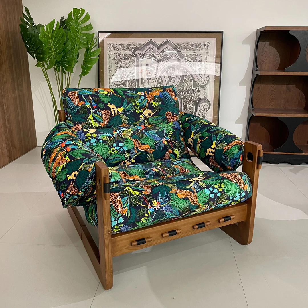 中古风泽西岛椅皮艺沙发椅创意复古懒人椅油蜡皮单椅休闲椅家用