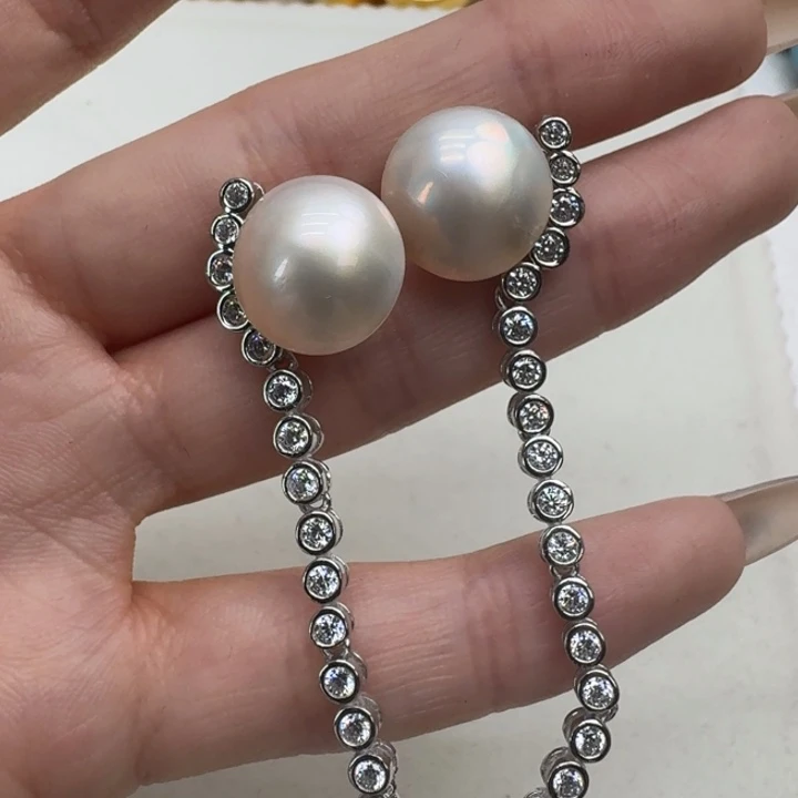 耳饰银S925镶嵌拼合珍珠（马贝珠）