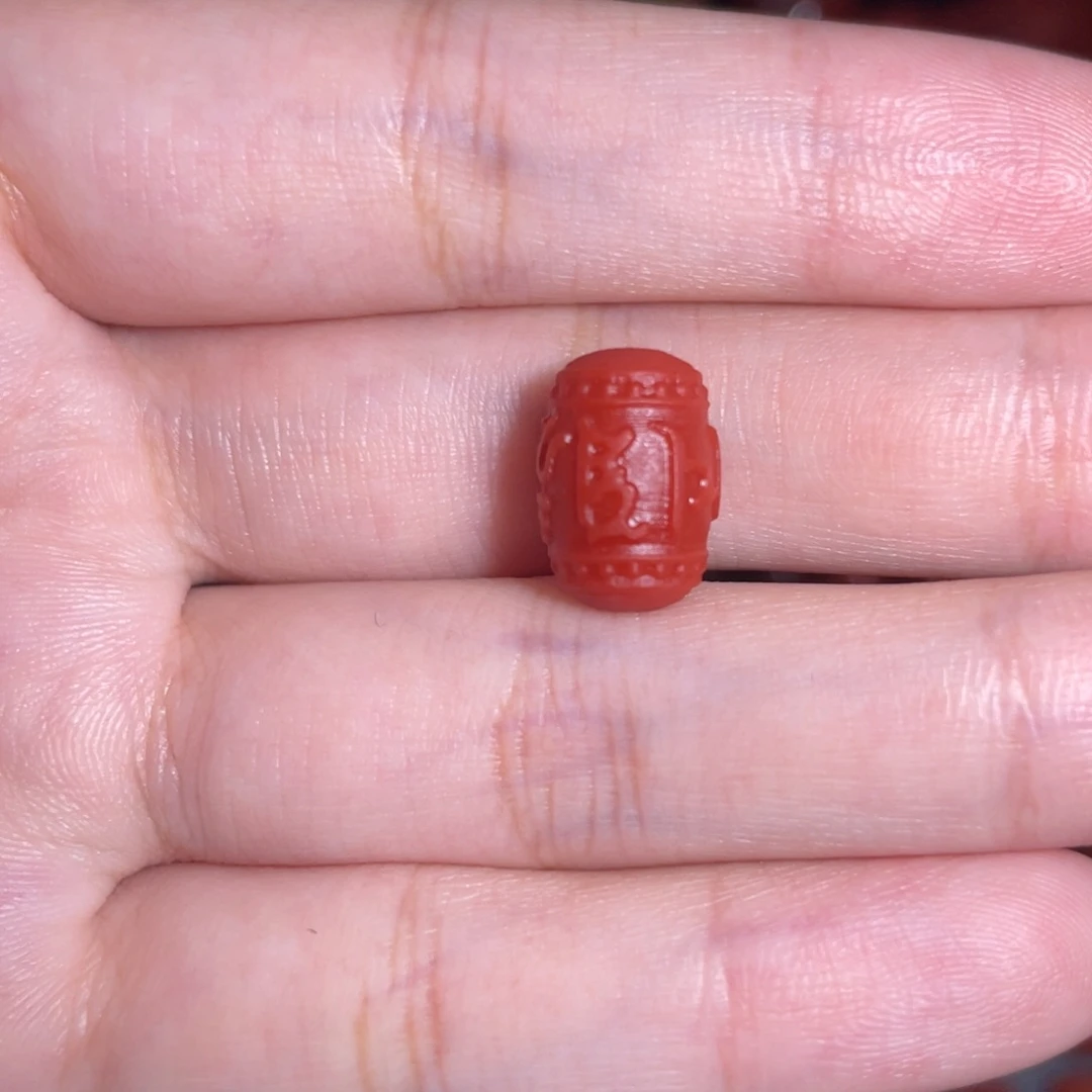 南红玛瑙未镶嵌六字真言桶珠9mm+