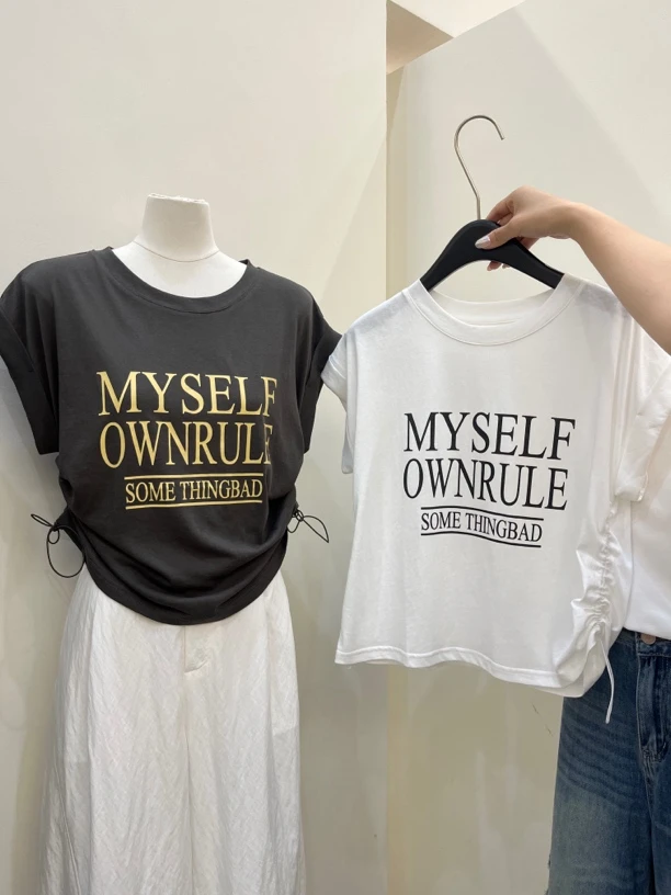 字母美式T恤短袖上衣