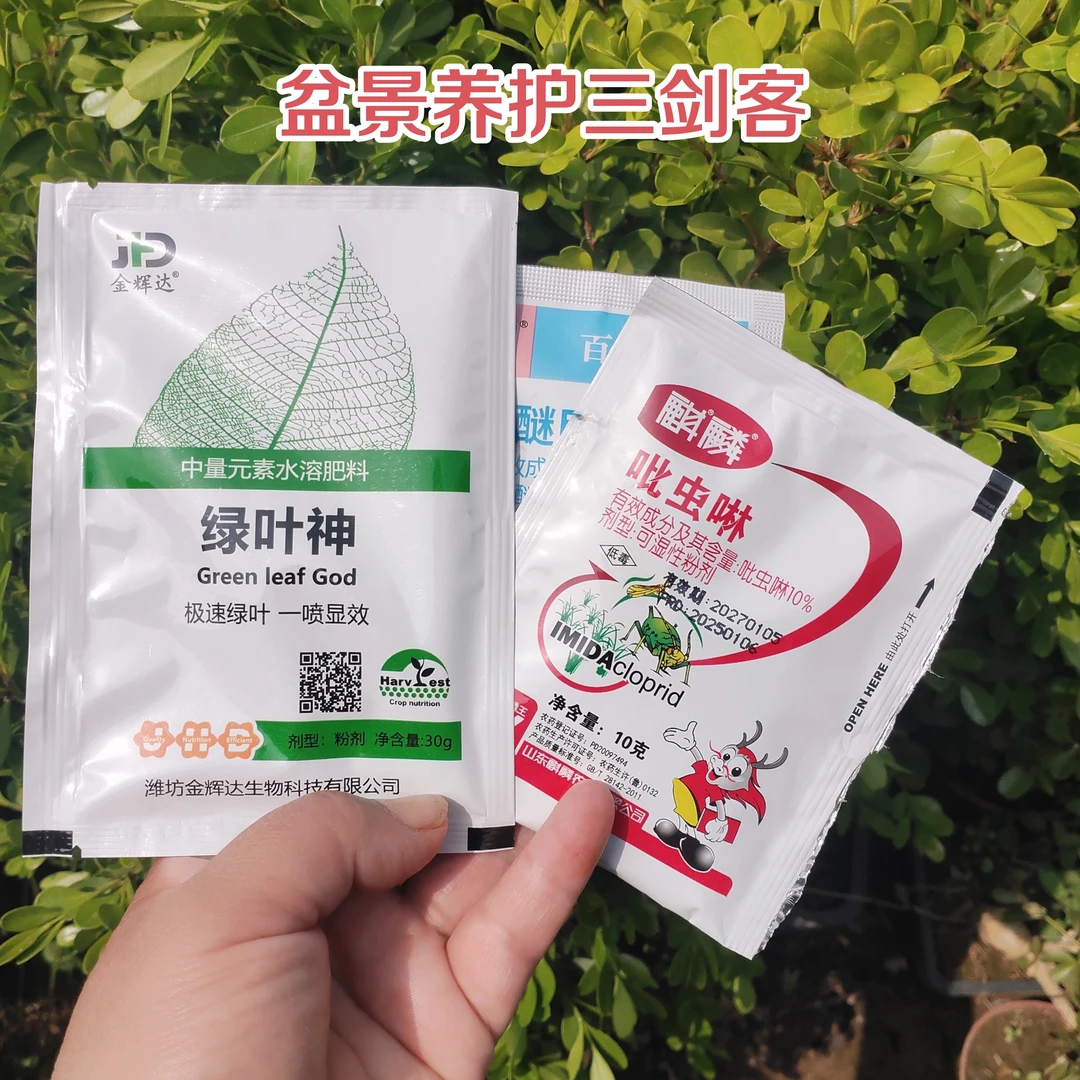 绿植花卉盆景养护三件套绿叶肥生根粉多菌灵防病虫害防黄枯叶腐根