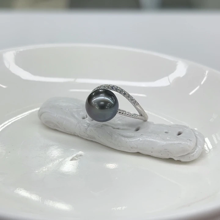 银S925镶嵌戒指海水珍珠8.9mm