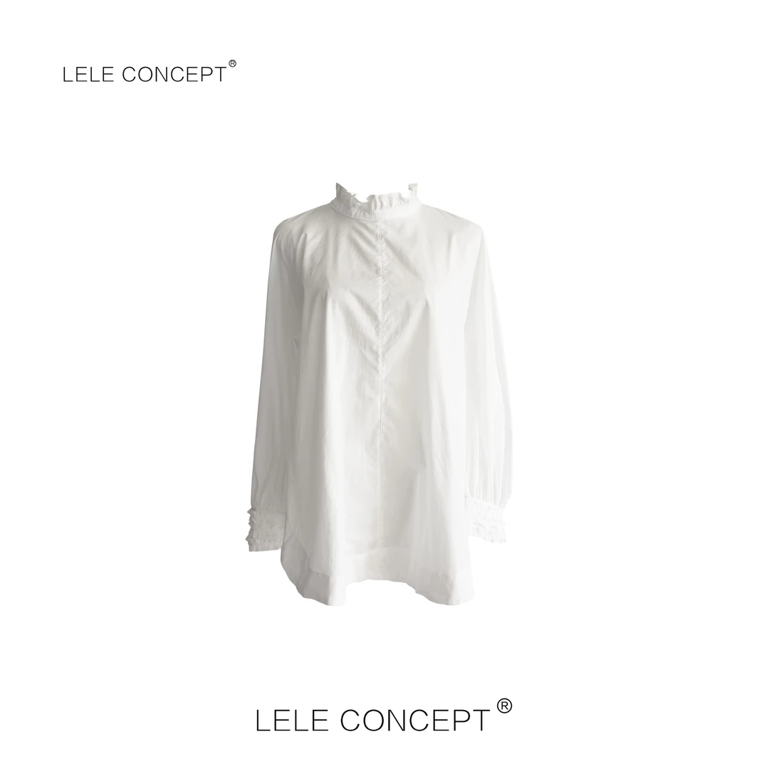 LELE CONCEPT | 【美超】气质减龄菲领下摆弧度衬衫FC25C0001W