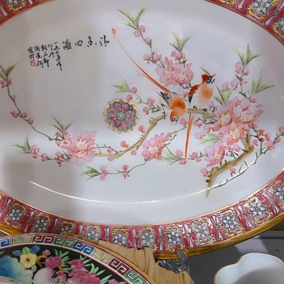 【闪购商品】紫砂盖碗冬*阳花鸟鱼盘