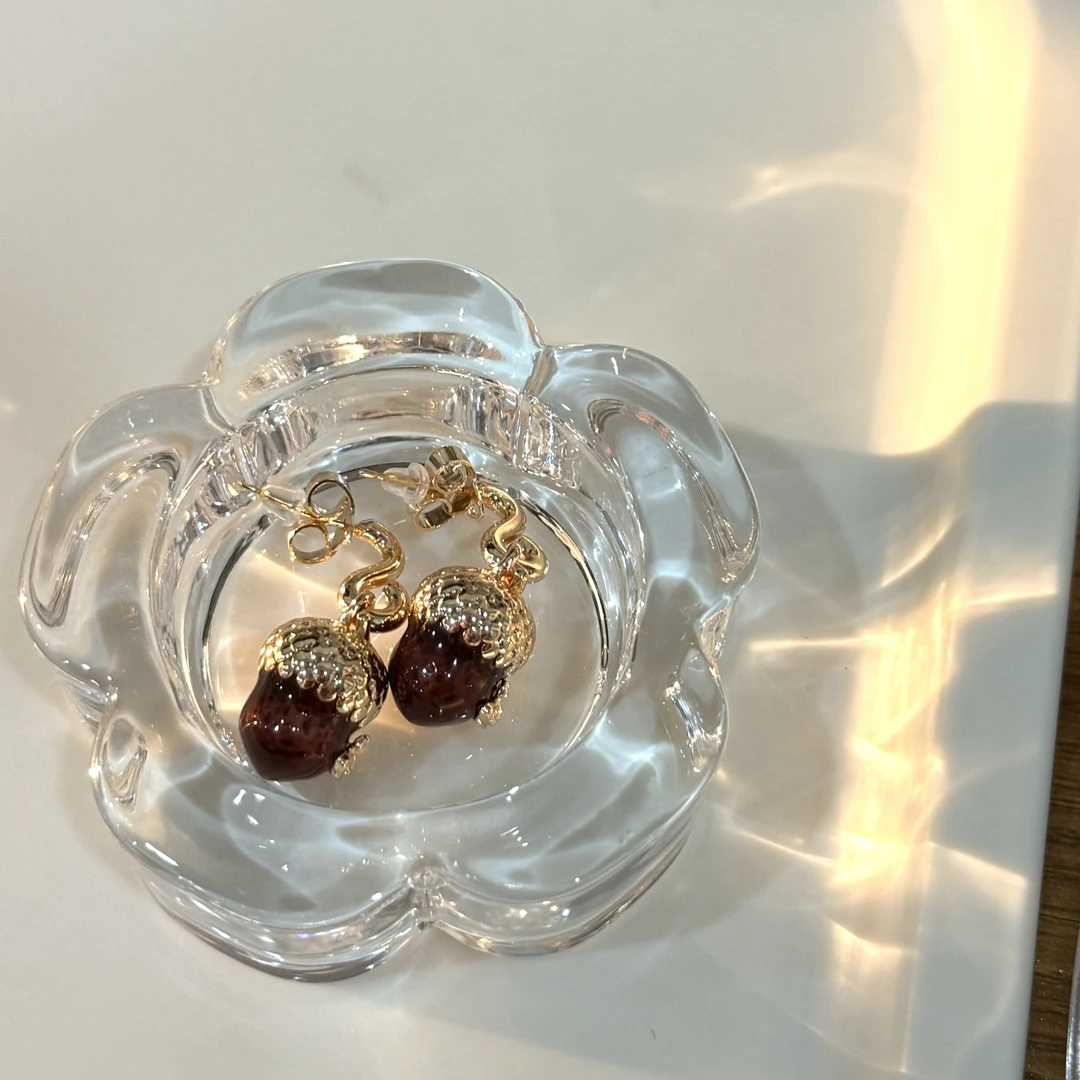 铜合金珐琅耳饰 HRY0-铜合金松果珐琅个性星球耳钉HRY0-1298