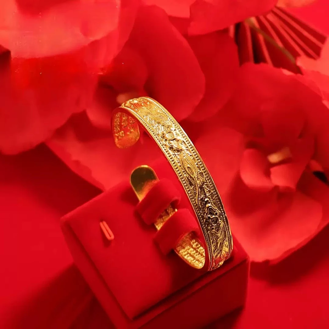 合金手镯 新款手镯龙凤时尚复古新中式手镯招财转运开口可调节款