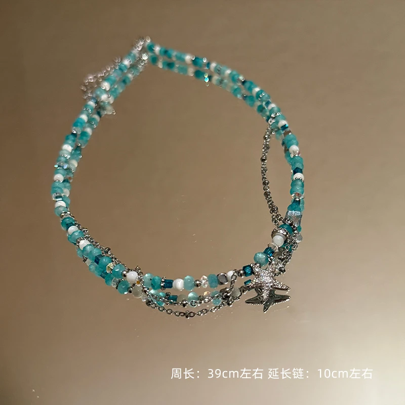 合金莫桑石项链 【黎明星】双层可分开叠戴小众百搭设计感气质项链