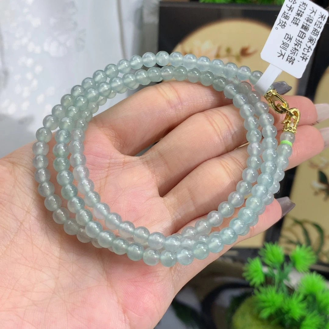 翡翠手链未镶嵌卡4.6冰种蓝项链