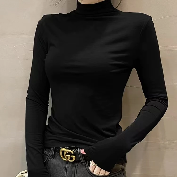 01168  高品质半高领打底衫女秋冬内搭修身洋气T恤上衣 DDS/0217