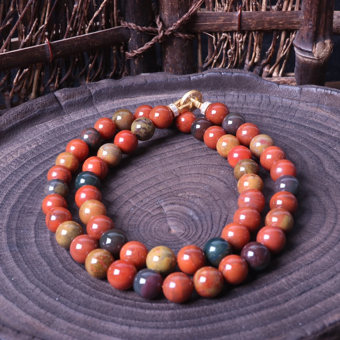 【石语珠宝】南红玛瑙11mm左右diy包浆多圈项链一条y072