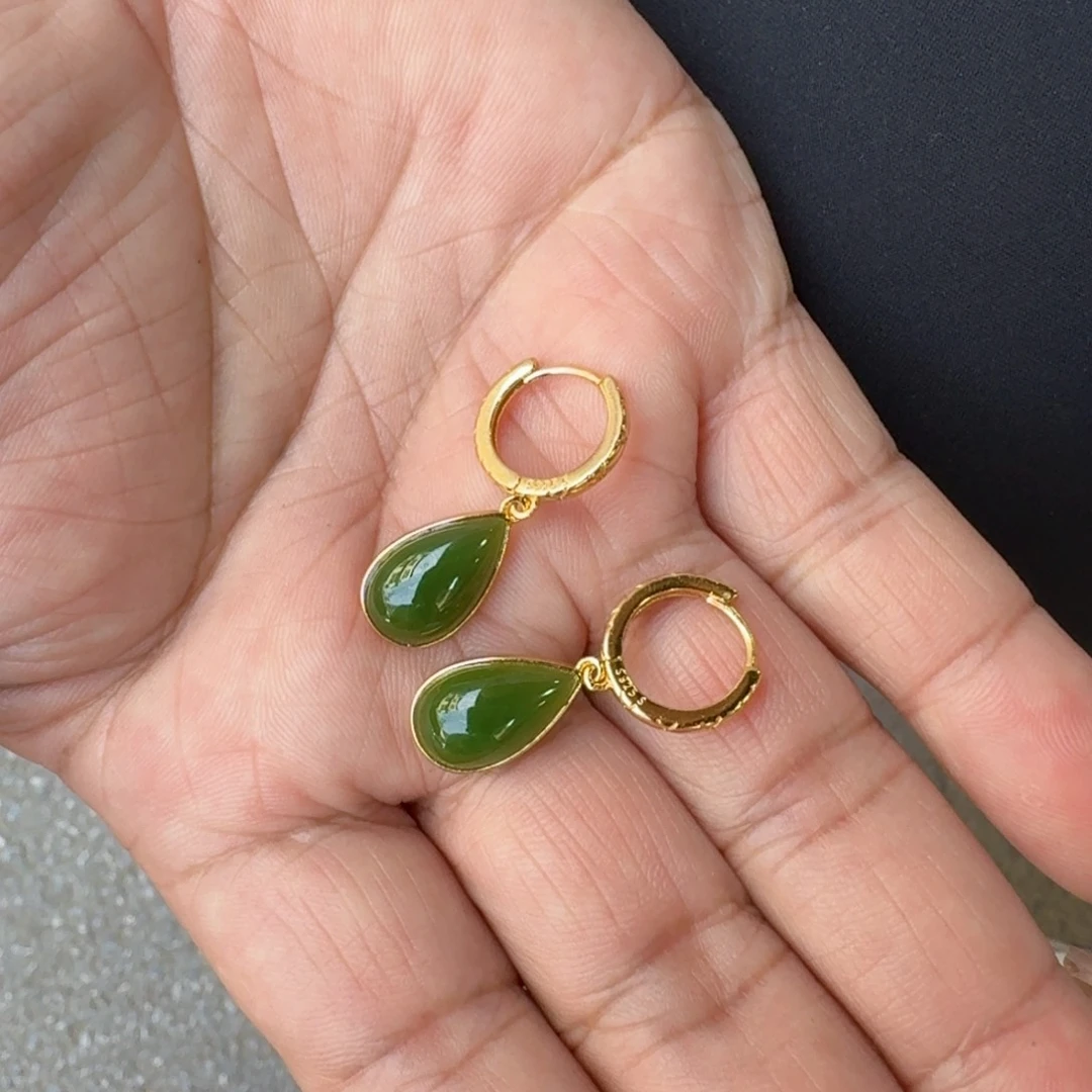 和田玉银S925镶嵌耳饰多样性发货 拍一发一