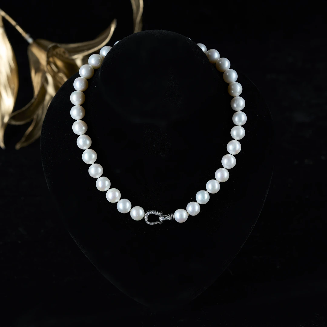 心曼尼【礼遇520】  S925银  淡水无核满珠强光经典款项链12-13mm