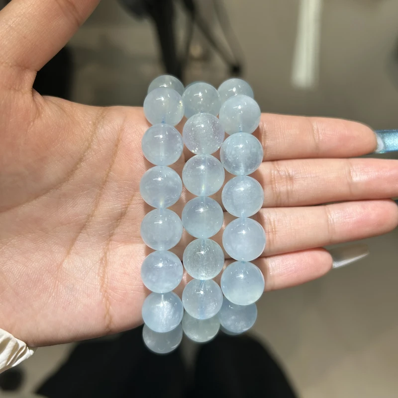 培育海蓝宝石培育海蓝宝石HL035天然海蓝宝手串多样性发一
