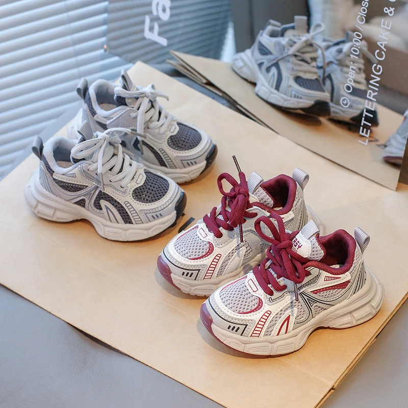 儿童运动鞋网鞋3岁6春秋女童学生跑步老爹鞋透气软底女孩宝宝舒适