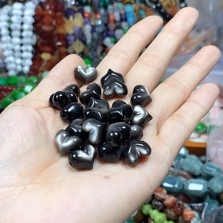 玛瑙/玉髓未镶嵌珠宝半成品银耀屁桃横孔卡14*11mm（2颗）