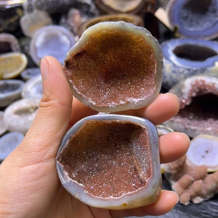 珠宝半成品水晶未镶嵌红晶盆