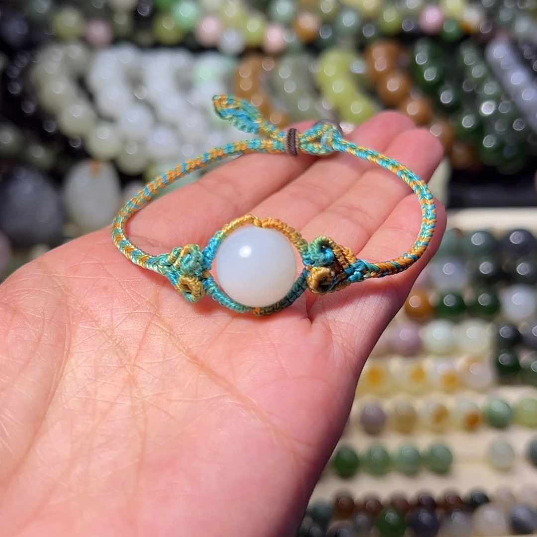 【闪购商品】未镶嵌和田玉珠宝奇石新疆和田玉白玉米达14mm