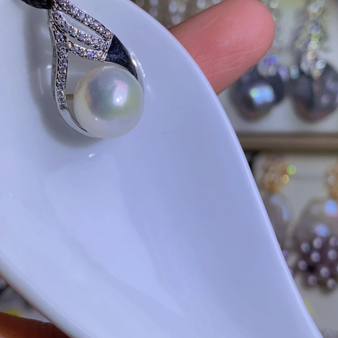 银S925镶嵌天然淡水珍珠淡水珍珠
