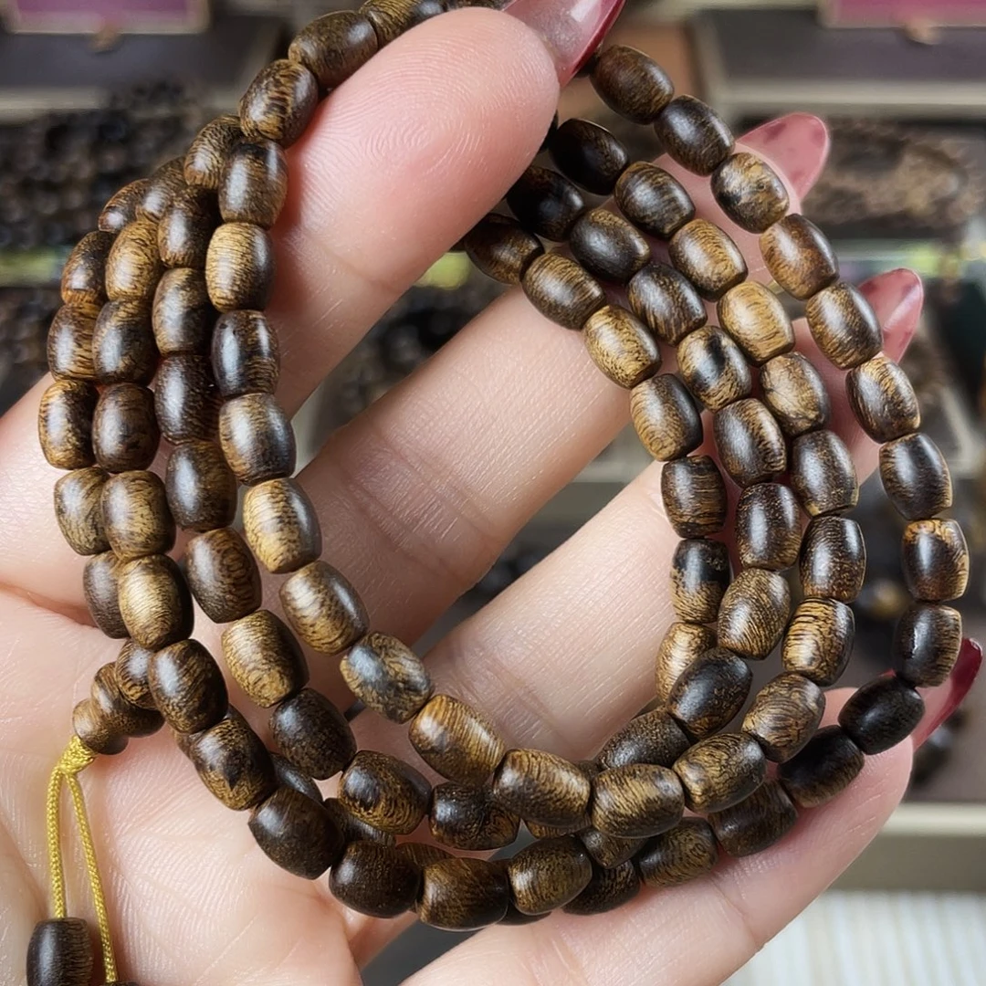 沉香手串越南芽庄老白棋玉化老料瘤疤5×8