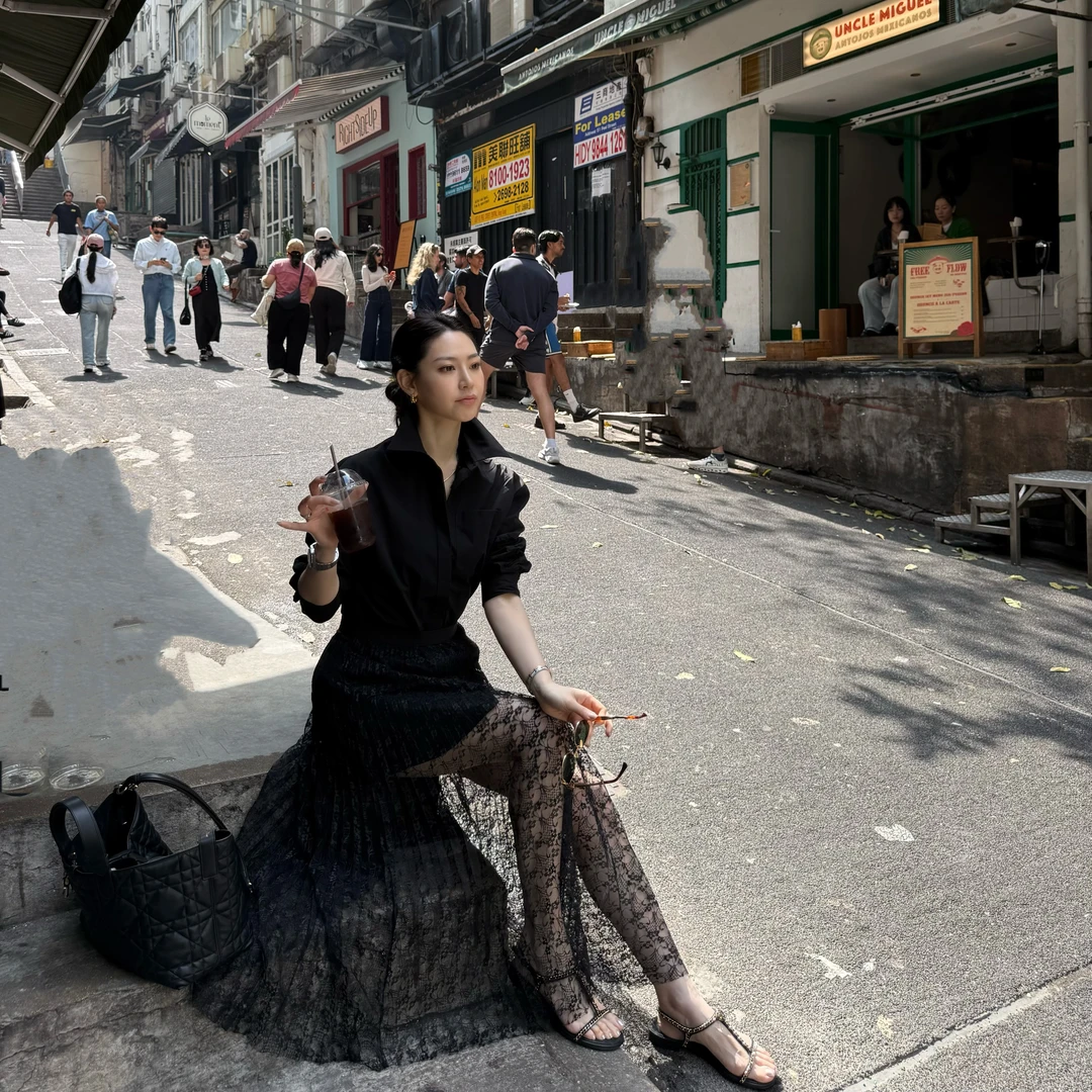 王嬛嬛MsLime25年春款"镂花"棉衬衫半身裙组合套装 HD2A0772/0773