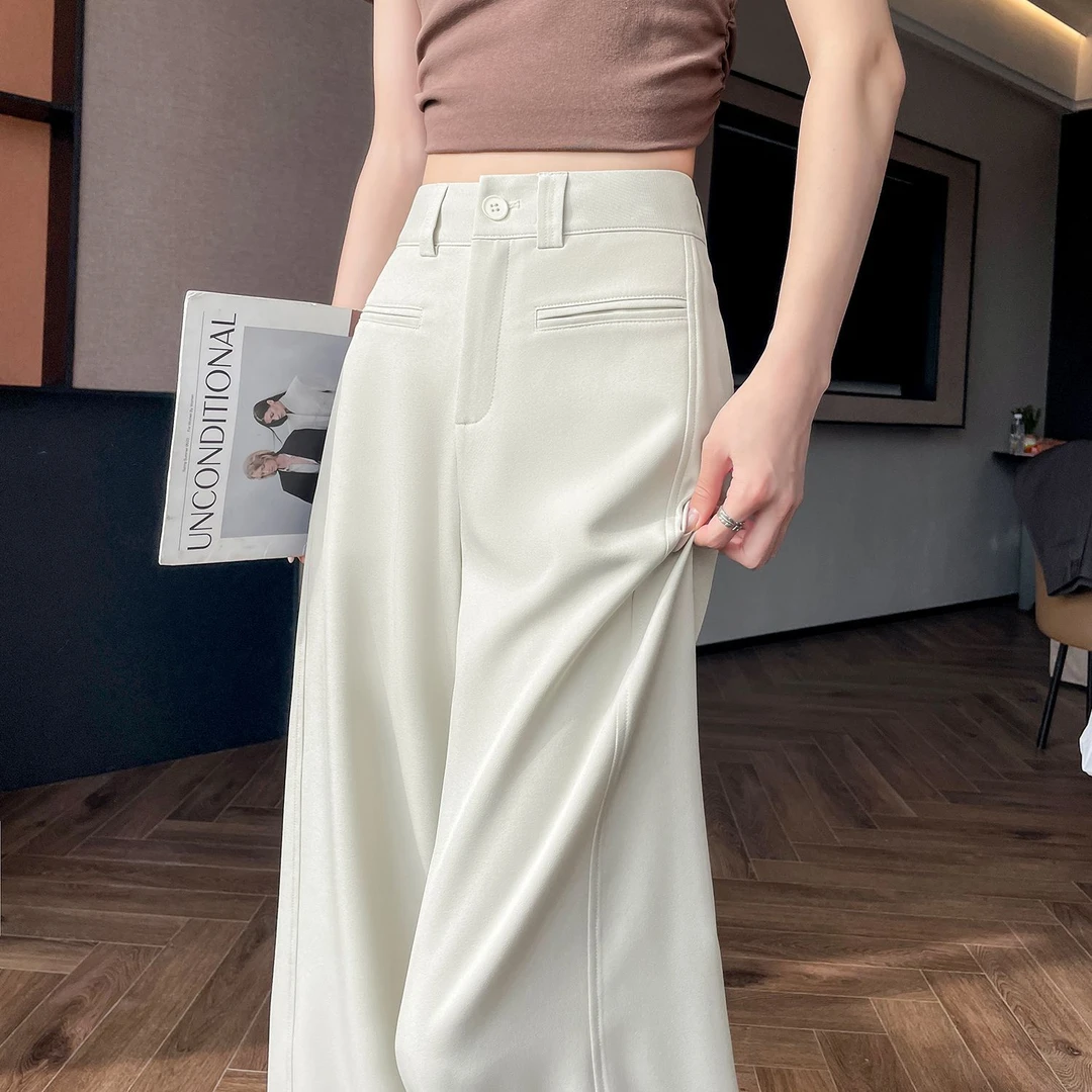杏色西装阔腿裤女春秋2025秋冬季新款高腰显瘦垂感高级感休闲裤