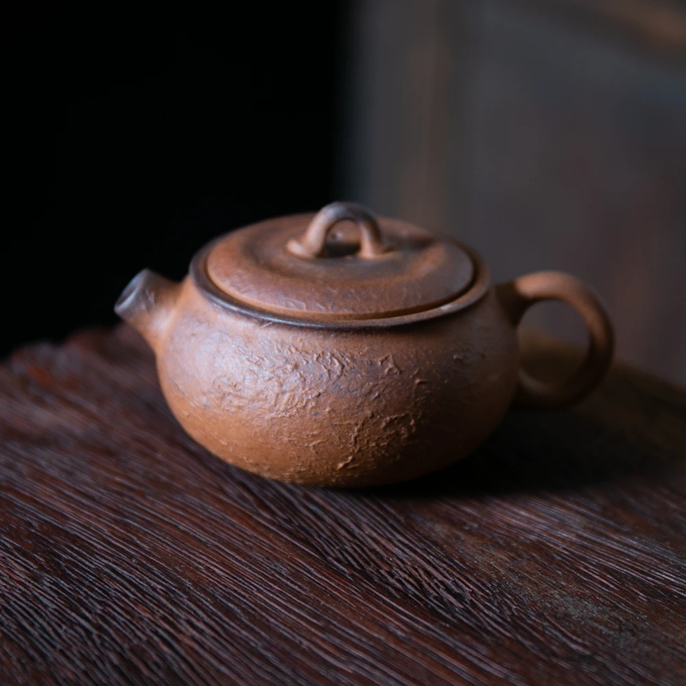 【拿放斋】扁橘壶.6838.粗陶老岩泥中式复古原矿泡茶壶泡茶.SL