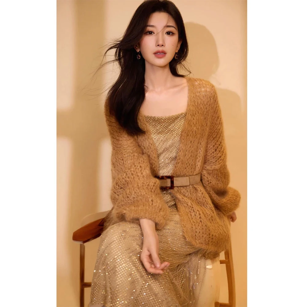 余生有涯毛晓彤叶思北同款灯笼袖针织衫温柔风秋季开衫毛衣外套女