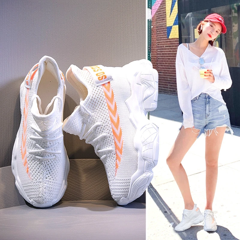 2025厚底内增高飞织夏天运动老爹女新款飞织休闲女学生运动鞋透气