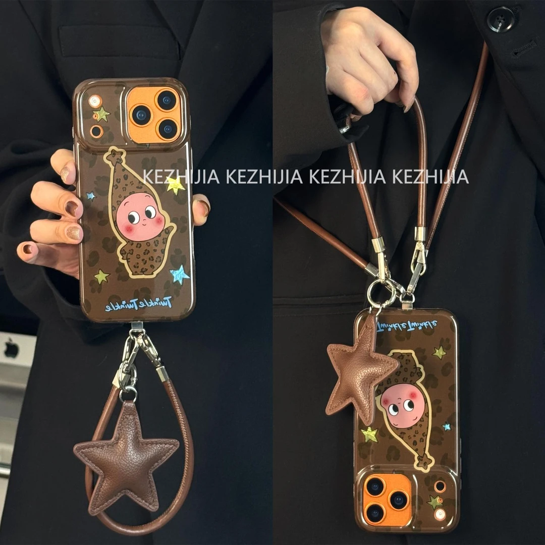 【壳之】高级豹纹连体裤星星人适用苹果17/16/15/14Promax手机壳女