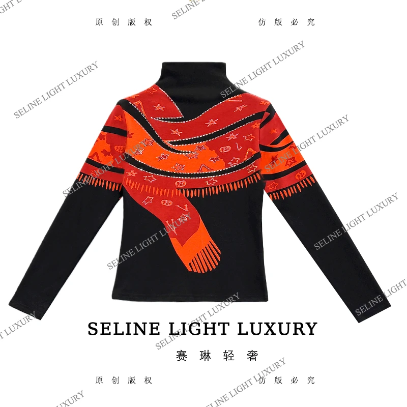 【25Q-760】 太 2025 SELINE 原创红星长围百搭高领加绒款长袖T恤
