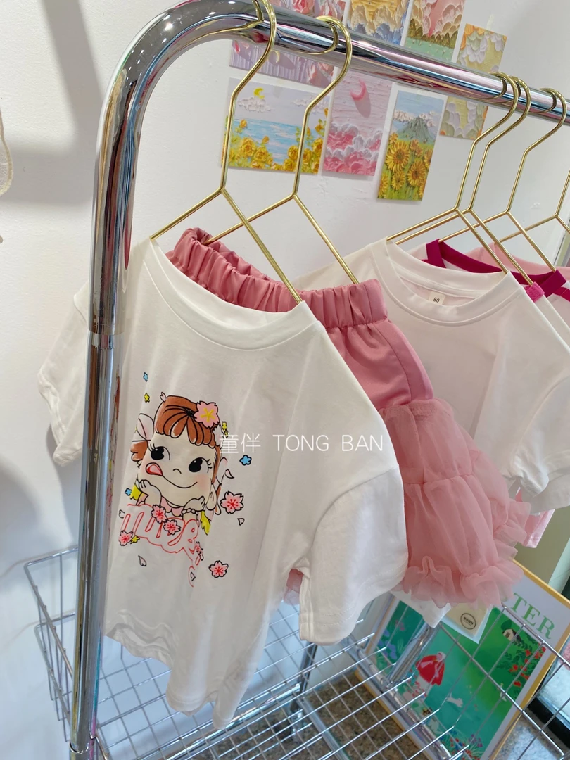 儿童女童男童纯棉短袖夏季舒适透气休闲卡通时尚上衣