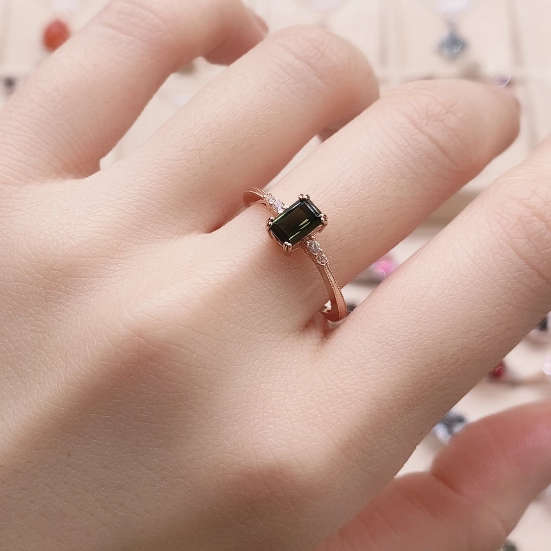 碧玺戒指银S925镶嵌戒指