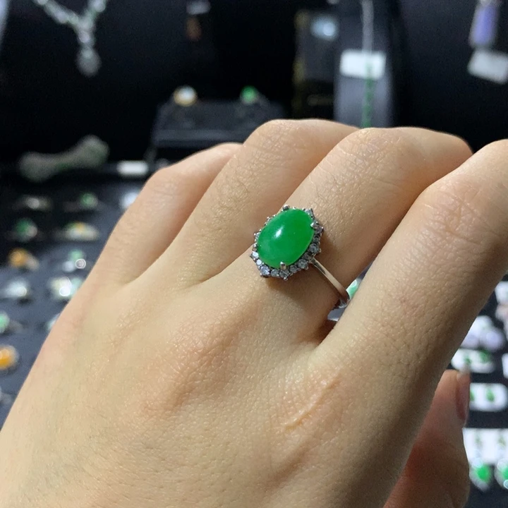 翡翠银S925镶嵌戒指