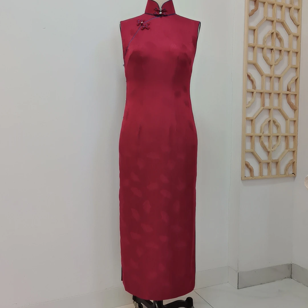 合肥旧时佳人高端优雅桑蚕丝手工盘扣手工旗袍，日常 婚庆 走秀