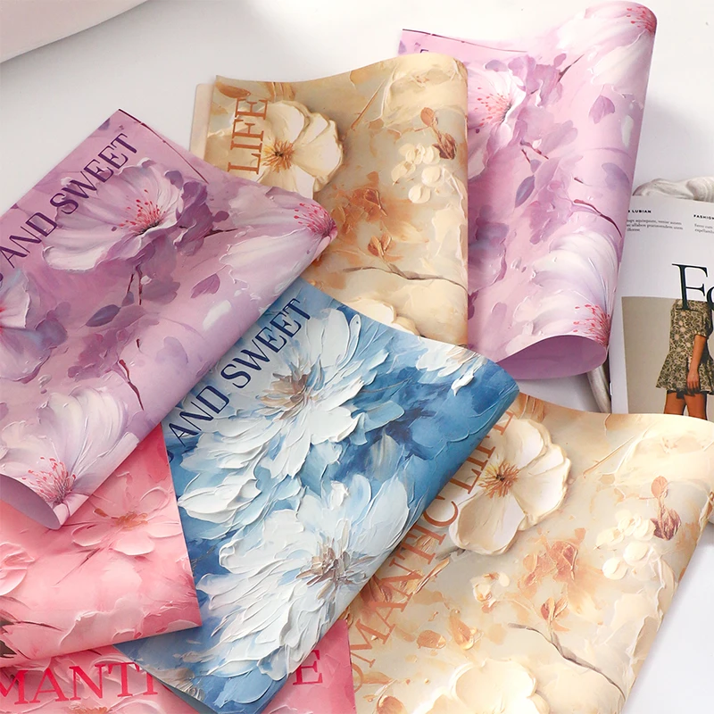 【花喜爱】网红3D立体油画风包花纸防水风华纸花卉纸鲜花包装纸材料