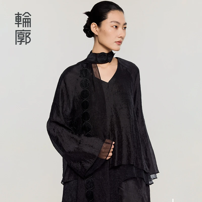 轮廓原创围巾L251W001轻薄气质设计感中式艺术百搭时尚早秋中国风