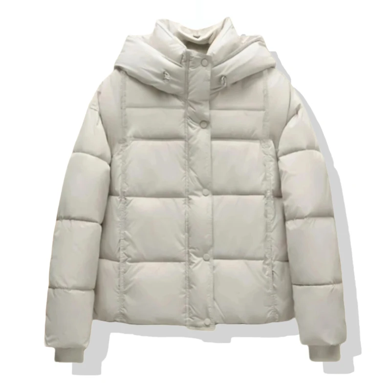 【清仓505】2025年短款棉服女冬季学院风纯色连帽学生新款棉衣潮