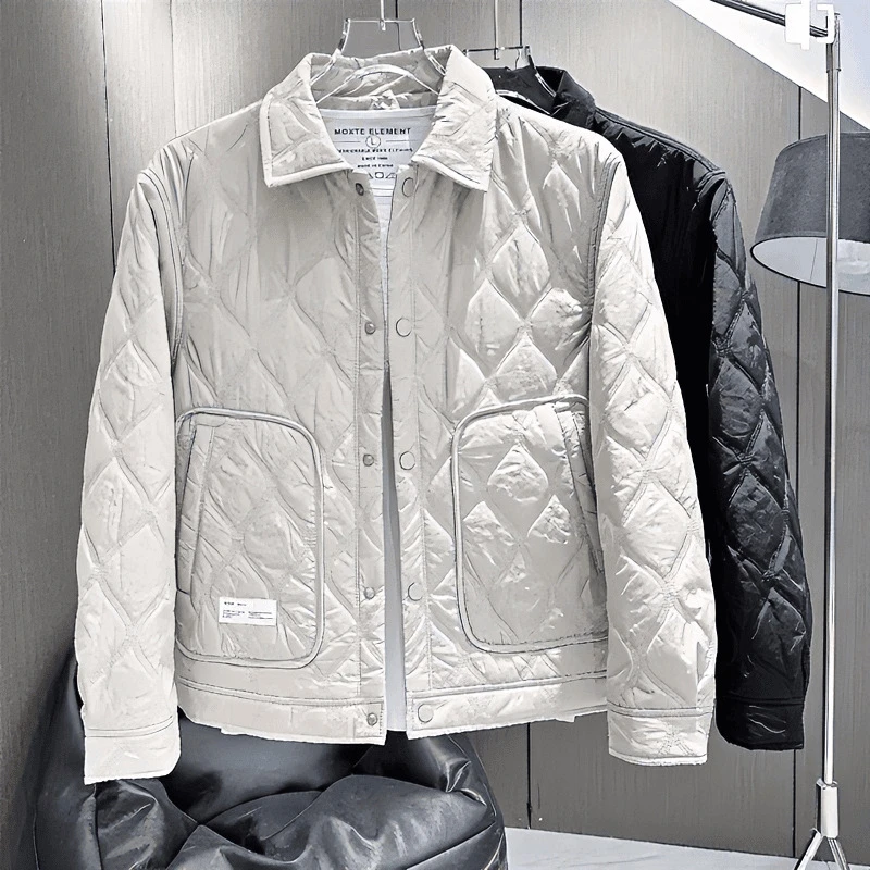 秋冬季男士修身宽松百搭轻薄潮流韩版二棉翻领夹克休闲保暖外套